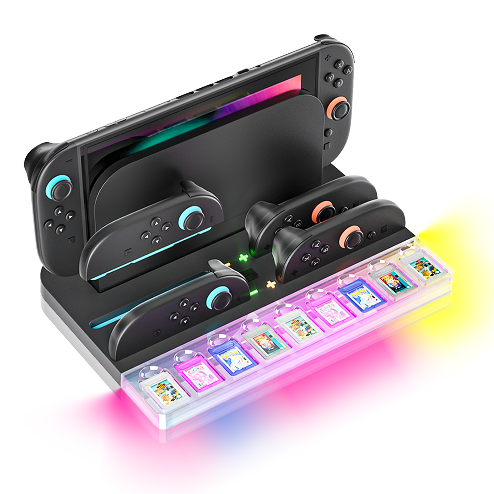Switch2 left and right controller charger with RGB light NS2 game console storage and charging dock