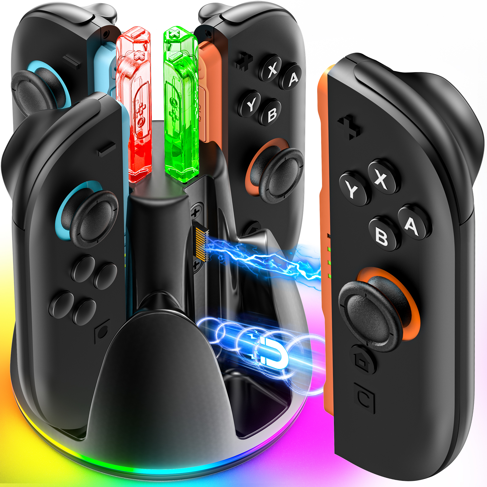 OIVO  Best Seller Prime Day Deal Charging Dock for Nintendo Switch 2(2025) Joy-Con 2, with Dual-Direction Magnetic Fast Controller Charger Station with 9 RGB Modes